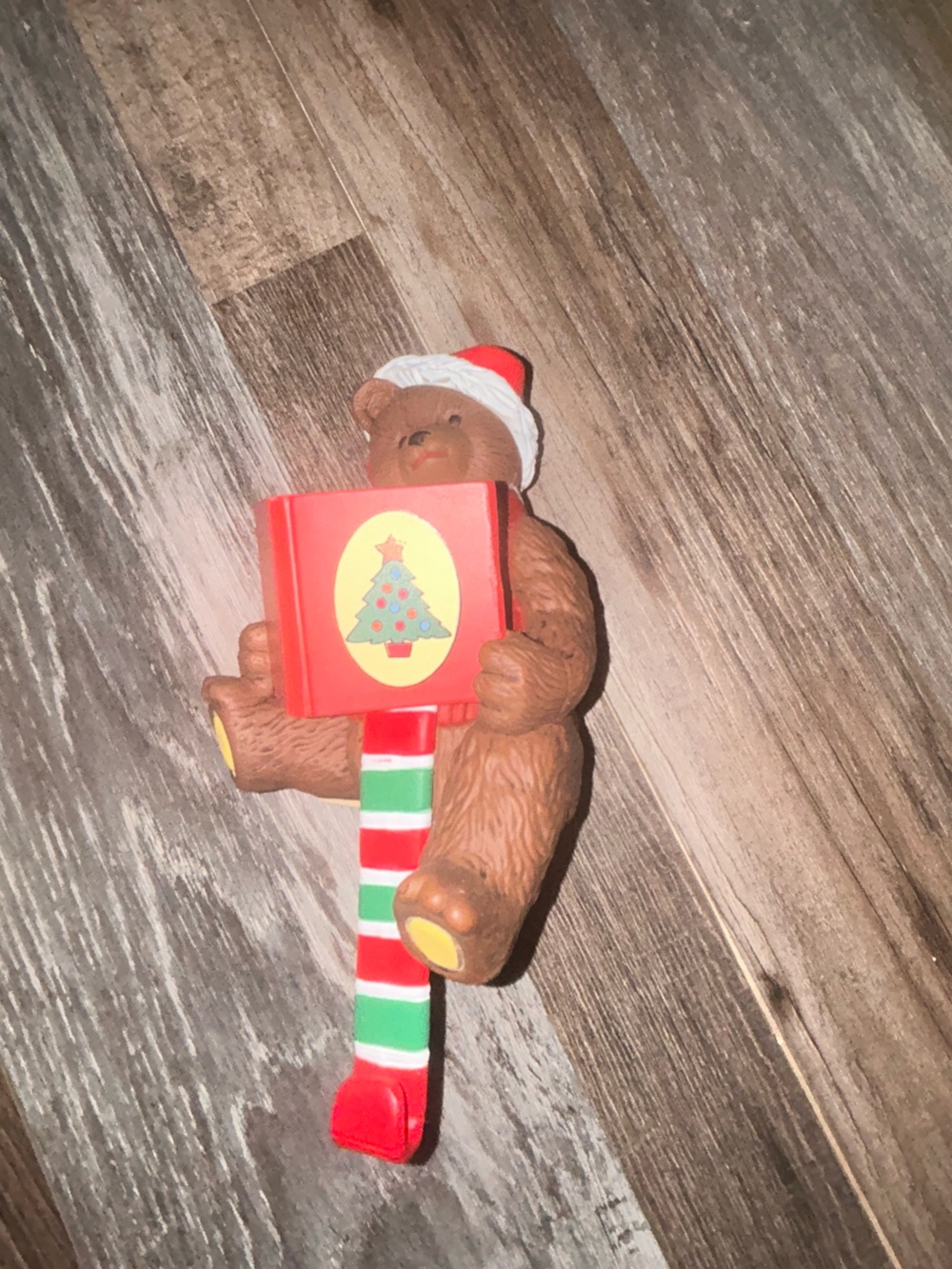 Vintage Christmas Bear Stocking Holder Hanger